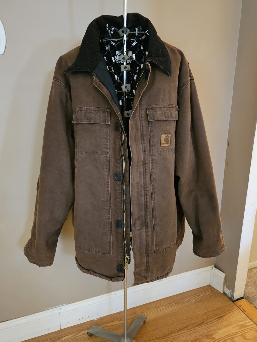 Vintage 90's Carhartt Duck Canvas Jacket Quilt Lined  C26CHT Chocolate 3XL - Picture 11 of 11